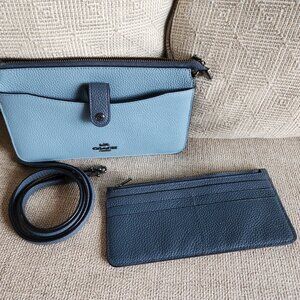 Coach Noa pop up colorblock chambray blue/denim leather  convertible crossbody